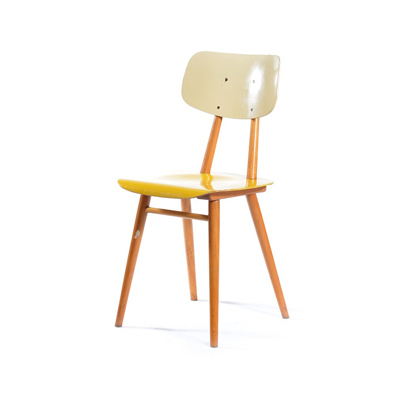 Vintage Yellow Kitchen Chair by TON - 1960s