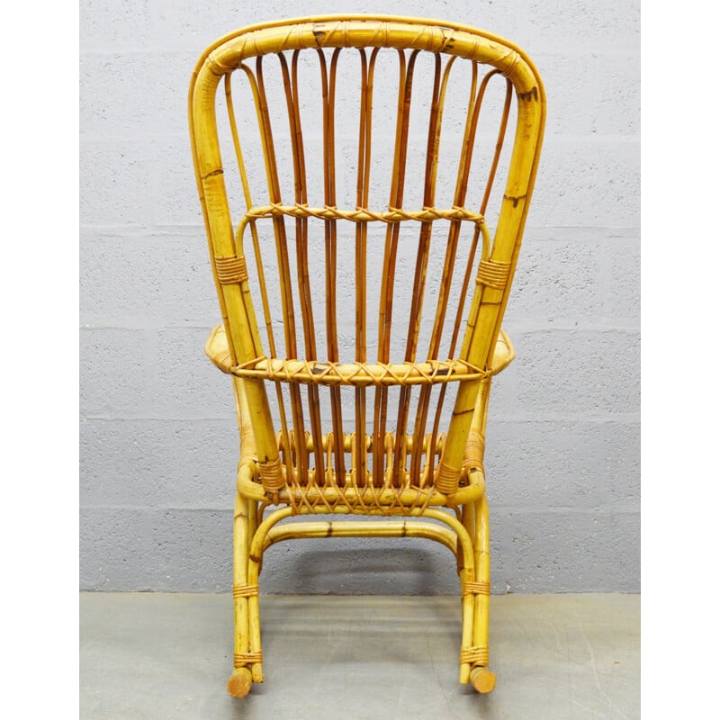 Vintage Mid-Century Bamboo Rocking Chair - 1970s