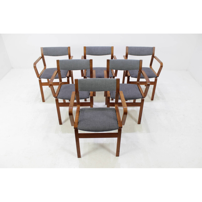 Set Of Six Teak Danish Bentwood Plywood Chairs - 1960s