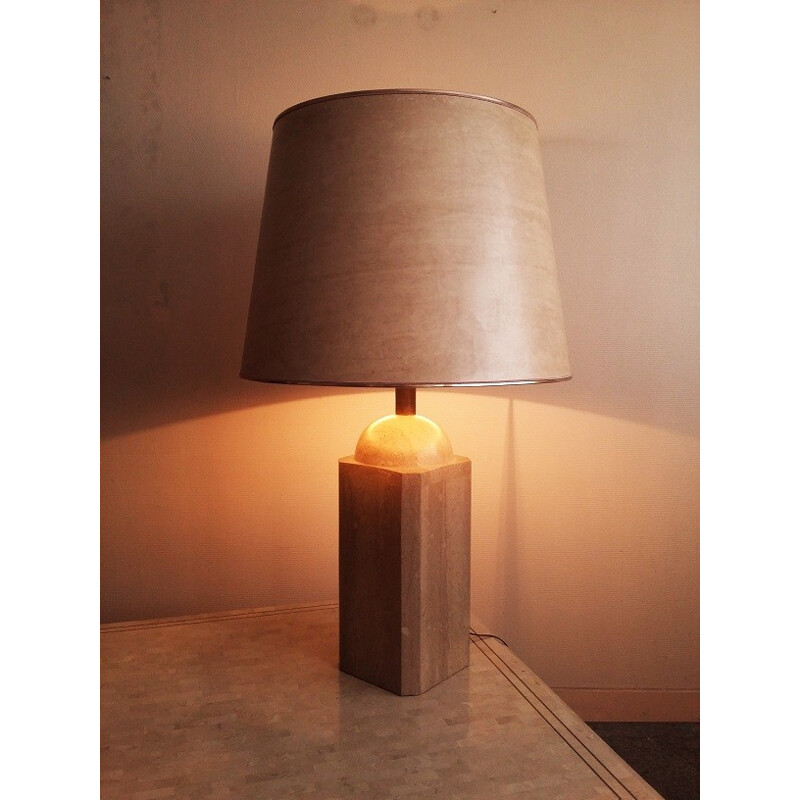 Vintage Big Solid Travertine Lamp - 1980s