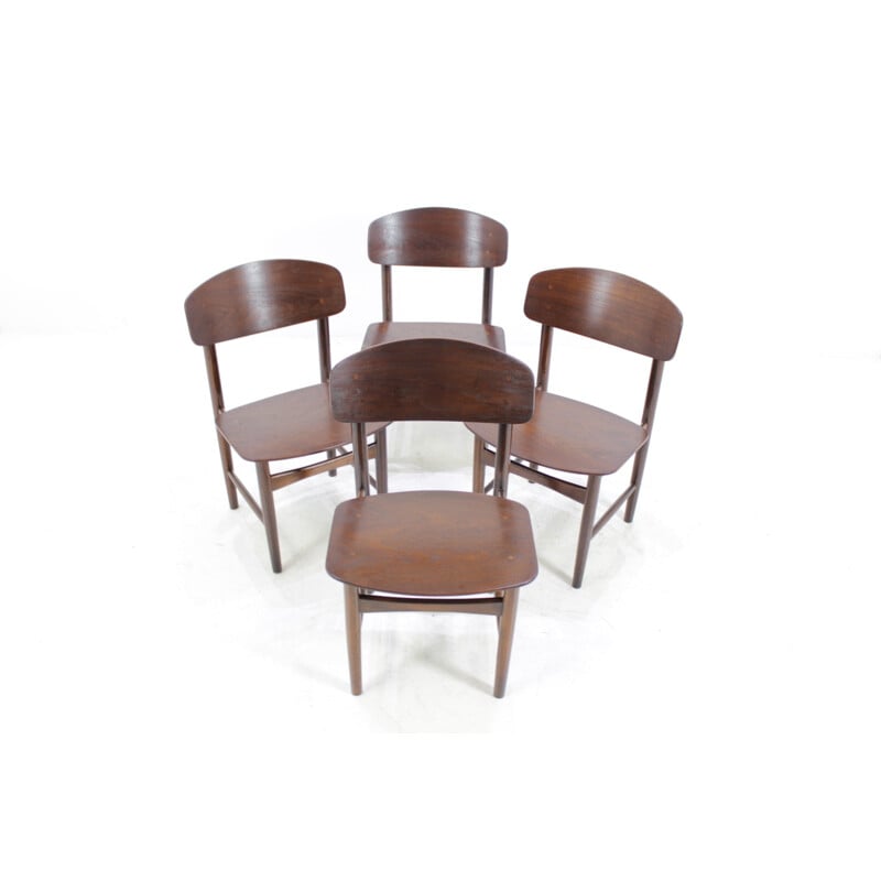 Suite de 4 Chaises à Repas par Borge Mogensen - 1950
