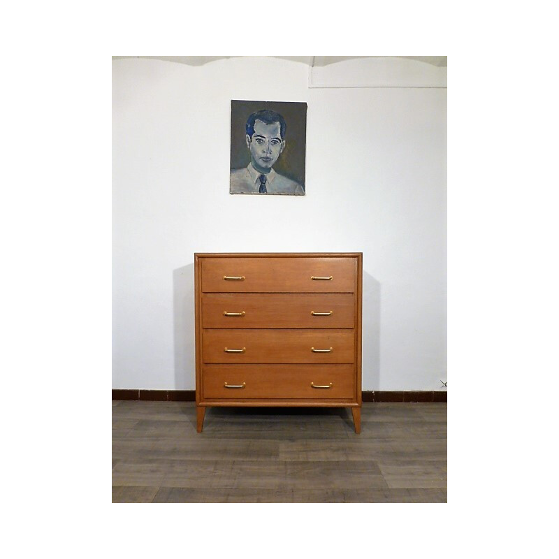 Vintage wooden chest of drawers with 4 drawers - 1960s