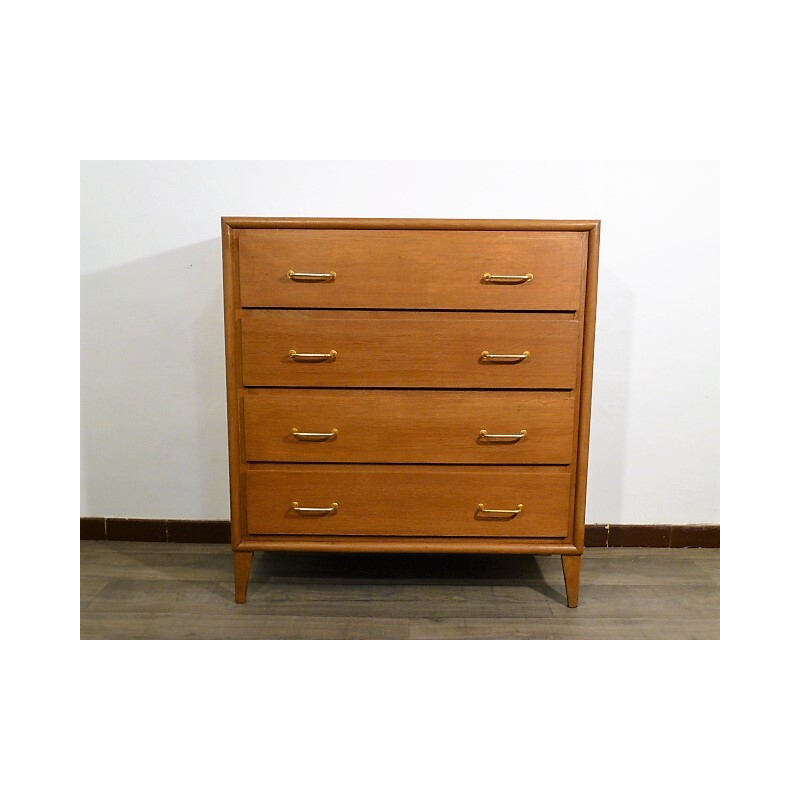 Vintage wooden chest of drawers with 4 drawers - 1960s