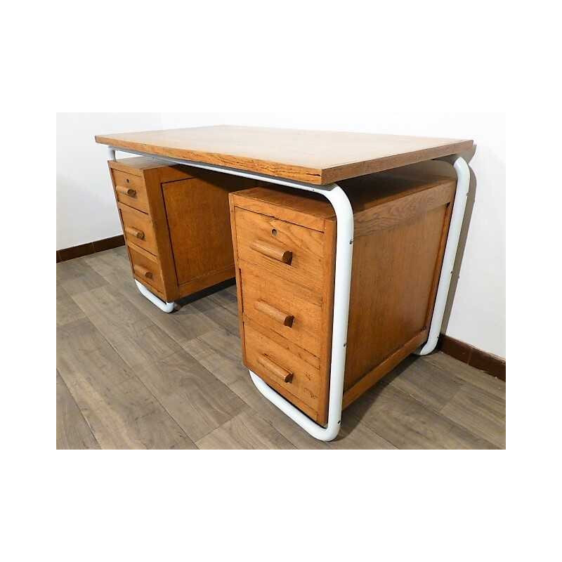 Vintage desk in wood and metal - 1950s