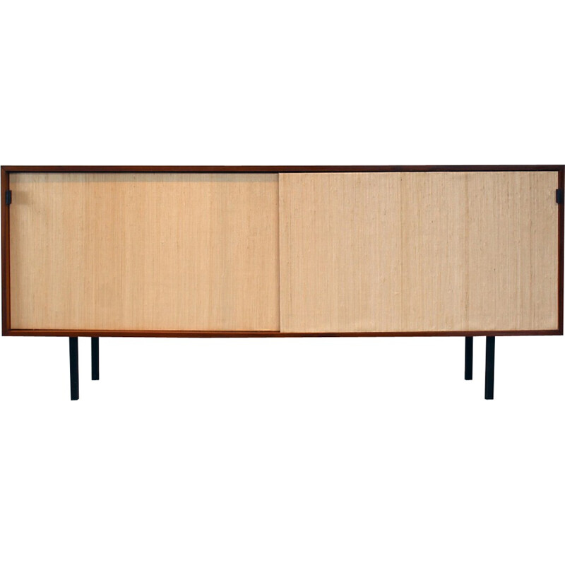 Sideboard of teak and rafia by F. Knoll for Knoll International - 1960s