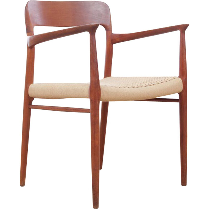 Fauteuil scandinave en teck et corde modèle 56 de Niels O. Møller - 1960