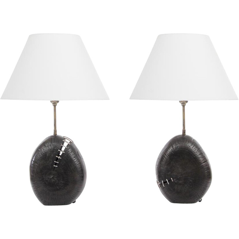 Pair of black table lamps - 2000s