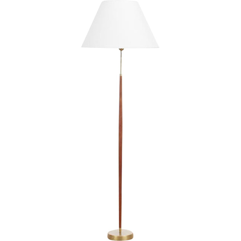 Scandinavian floor lamp in teak and brass - 1960s