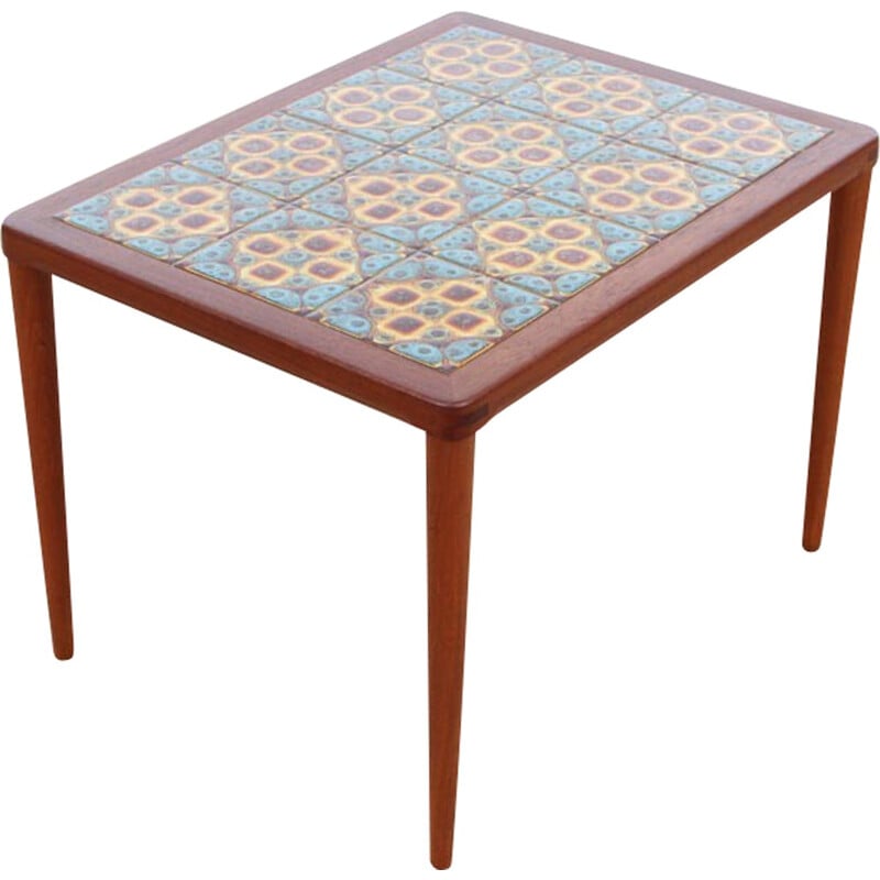 Scandinavian coffee table in teak and ceramic by Henry Walter Klein - 1960s