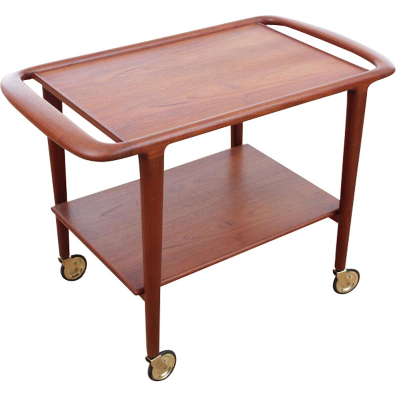 Scandinavian teak trolley with wheels by Niels O Møller - 1960s