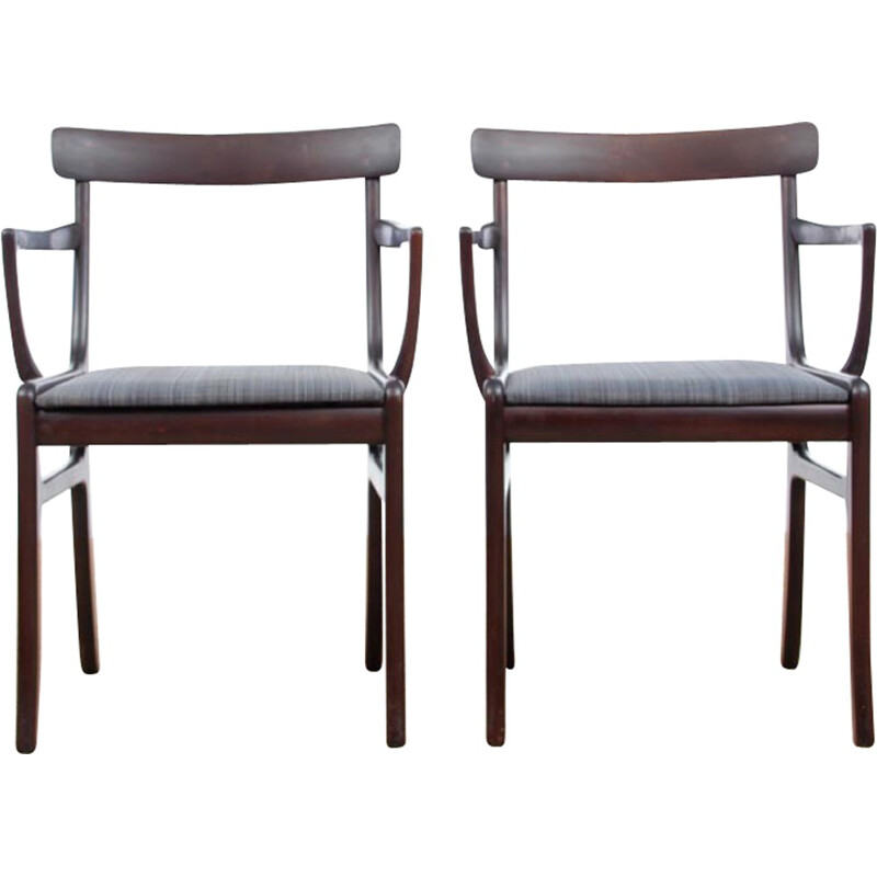 Paire de fauteuils scandinaves en acajou modèle Rungstedlund Ole Wansher pour P. Jeppesen - 1960
