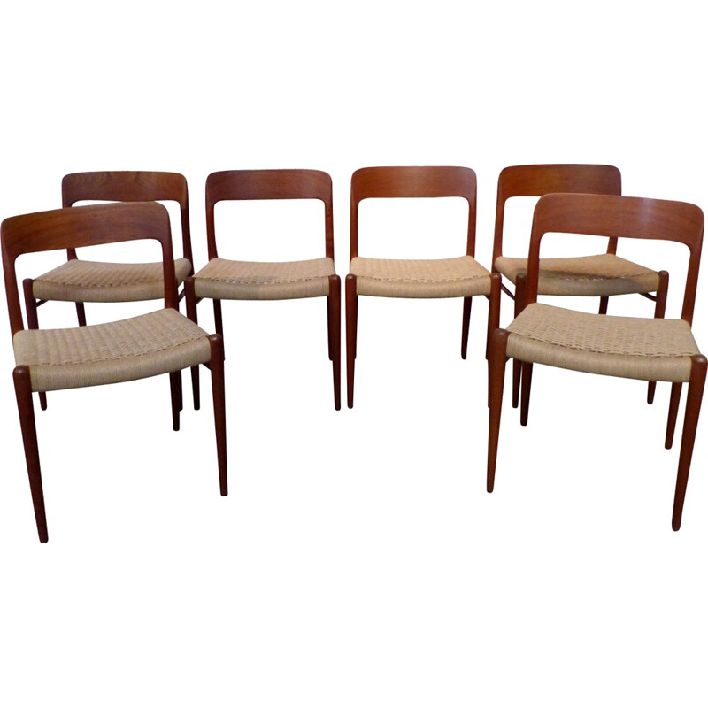 Set of 6 chairs by Niels Moller model "75" - 1950s