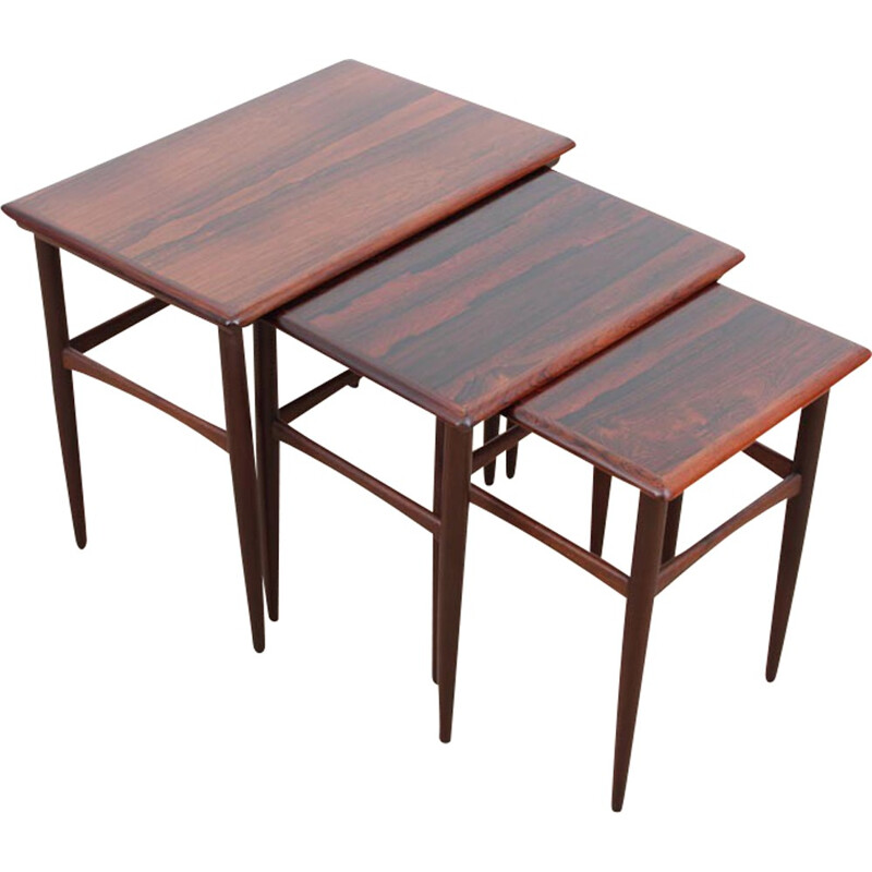 Set of 3 Scandinavian nesting tables in Rio rosewood - 1960s