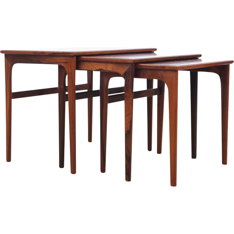 Set of 3 Scandinavian nesting tables in Rio rosewood - 1960s