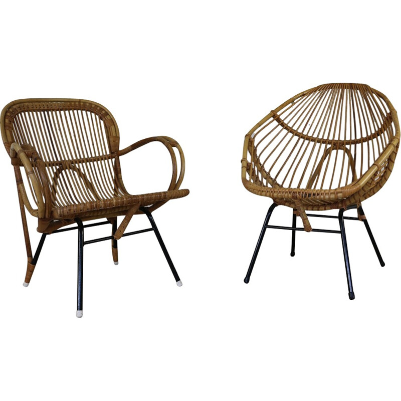 Rattan tub chairs by Rohe Noordwolde - 1960s