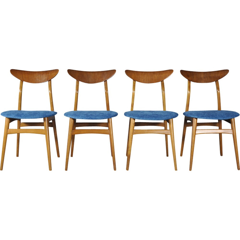 Suite de 4 chaises à repas en teck danois - 1960