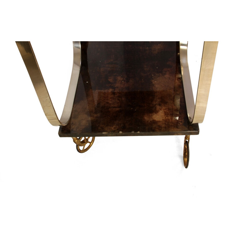 Italian Brass and Goatskin Trolley by Aldo Tura - 1970s