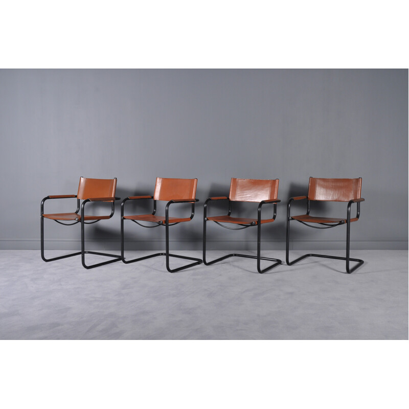 Set of 4 chairs in steel - 1970s