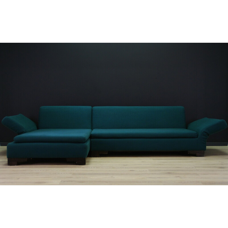 Vintage corner sofa in green fabric produced by Bullfrog - 1980s