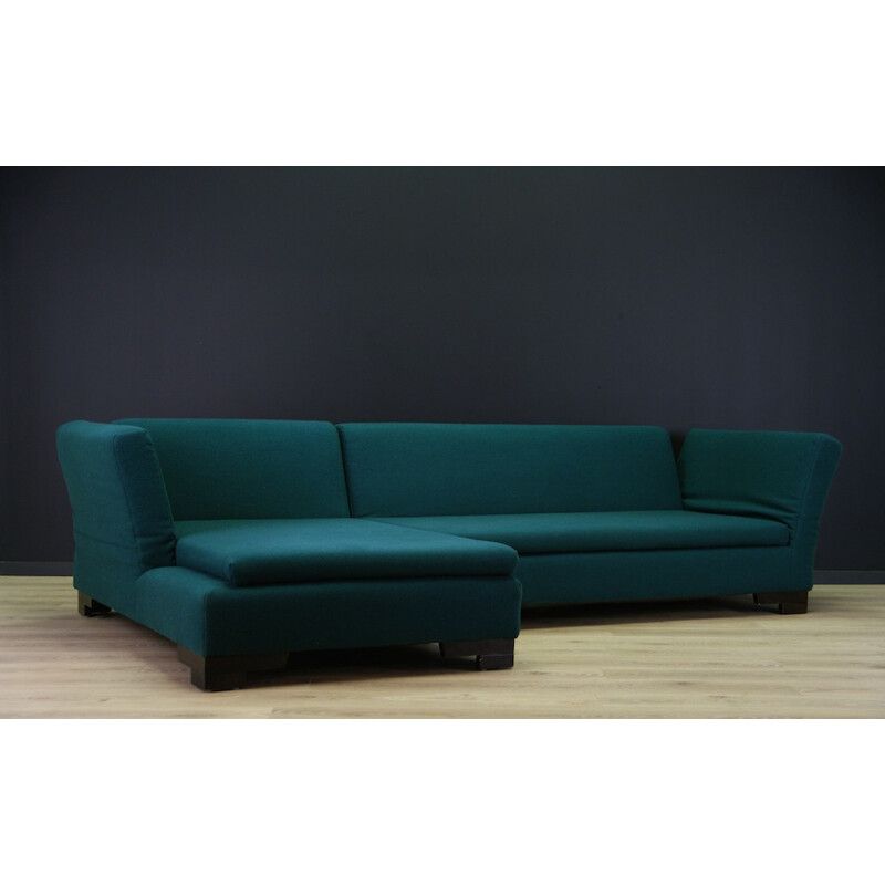 Vintage corner sofa in green fabric produced by Bullfrog - 1980s