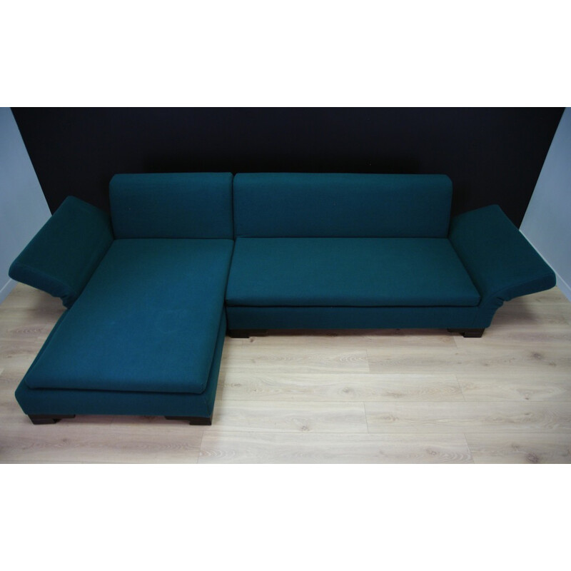 Vintage corner sofa in green fabric produced by Bullfrog - 1980s