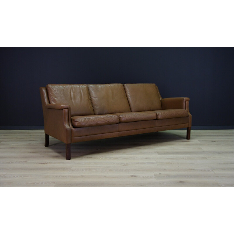 Vintage living room set in brown leather - 1960s