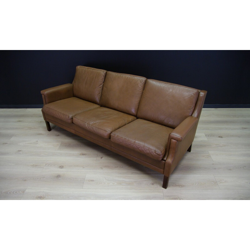 Vintage living room set in brown leather - 1960s
