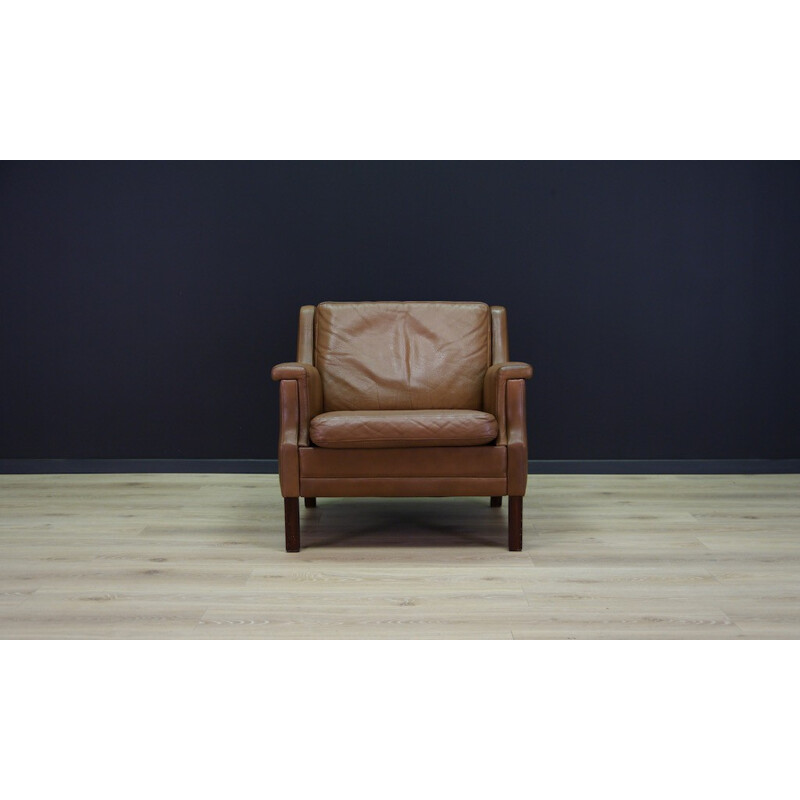 Vintage living room set in brown leather - 1960s