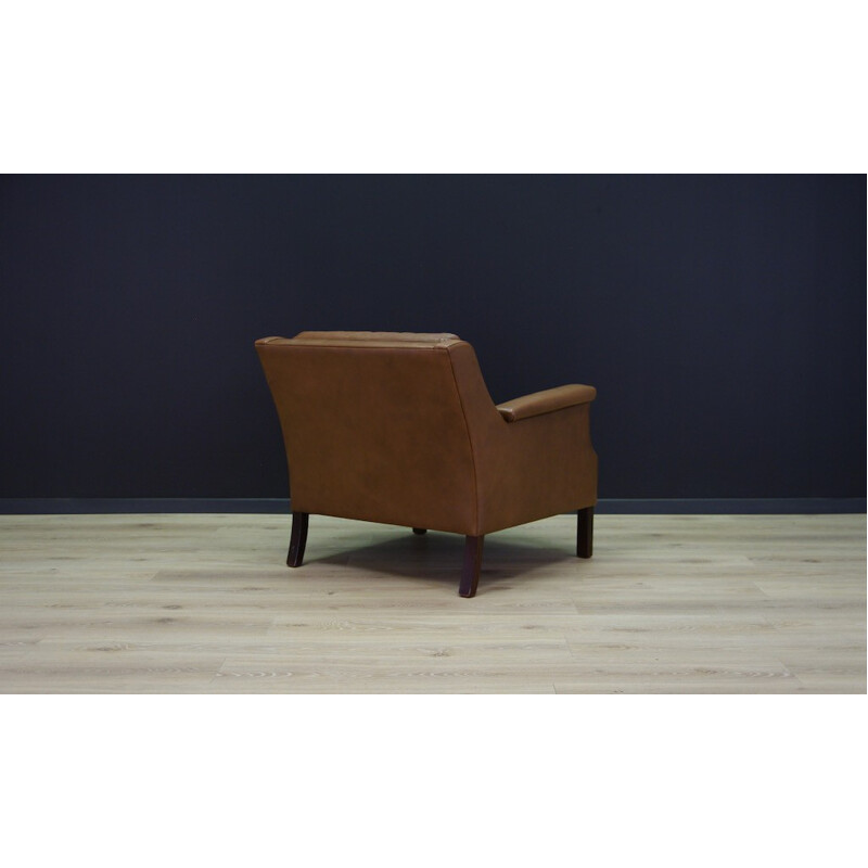 Vintage living room set in brown leather - 1960s