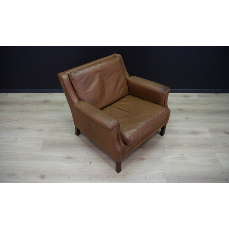 Vintage living room set in brown leather - 1960s