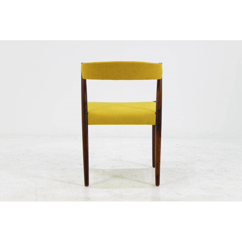 Set of 4 chairs in rosewood and yellow fabric - 1960s