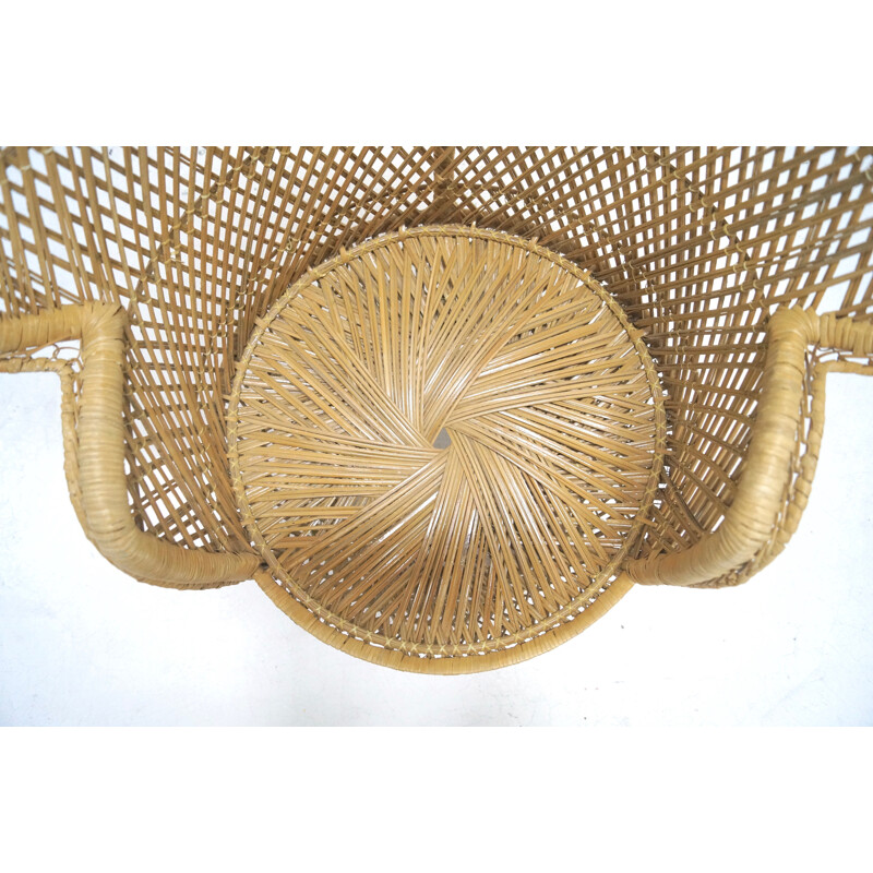 Large Bohemian Wicker Peacock Chair - 1960s