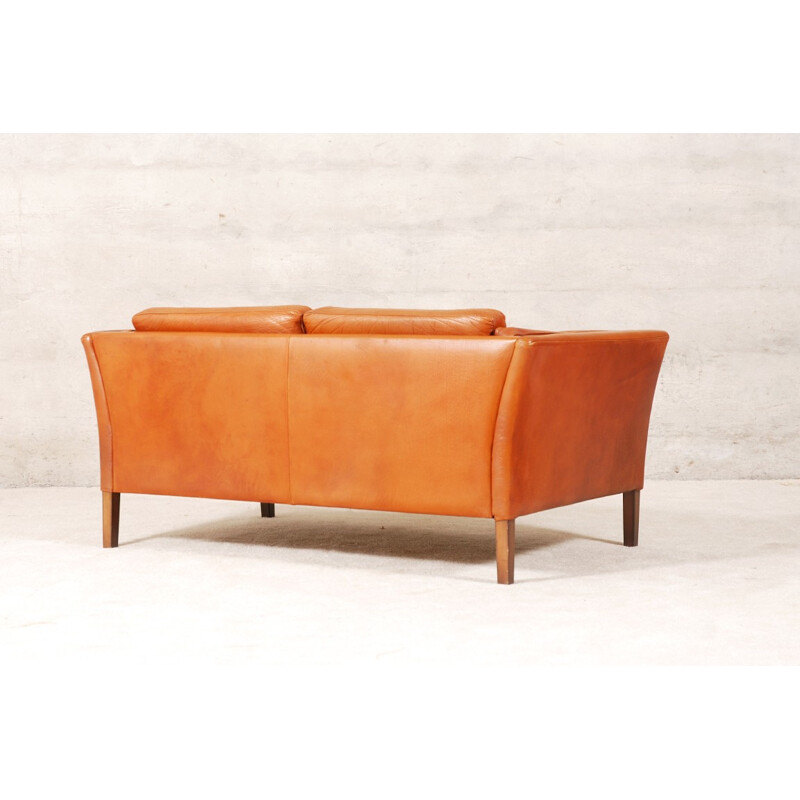 Scandinavian fawn leather sofa - 1960s