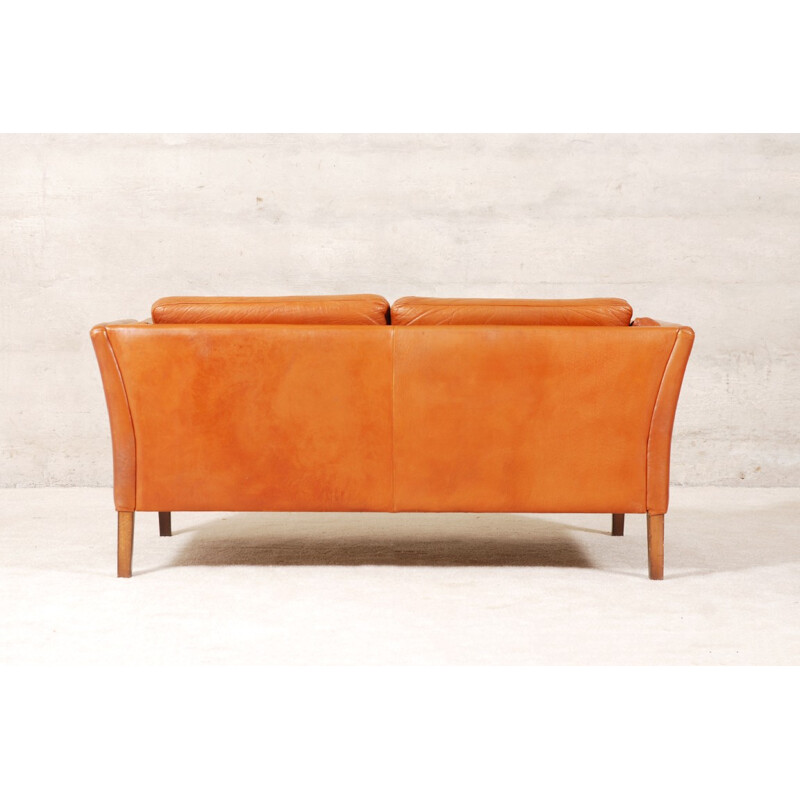 Scandinavian fawn leather sofa - 1960s