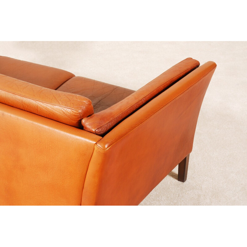 Scandinavian fawn leather sofa - 1960s