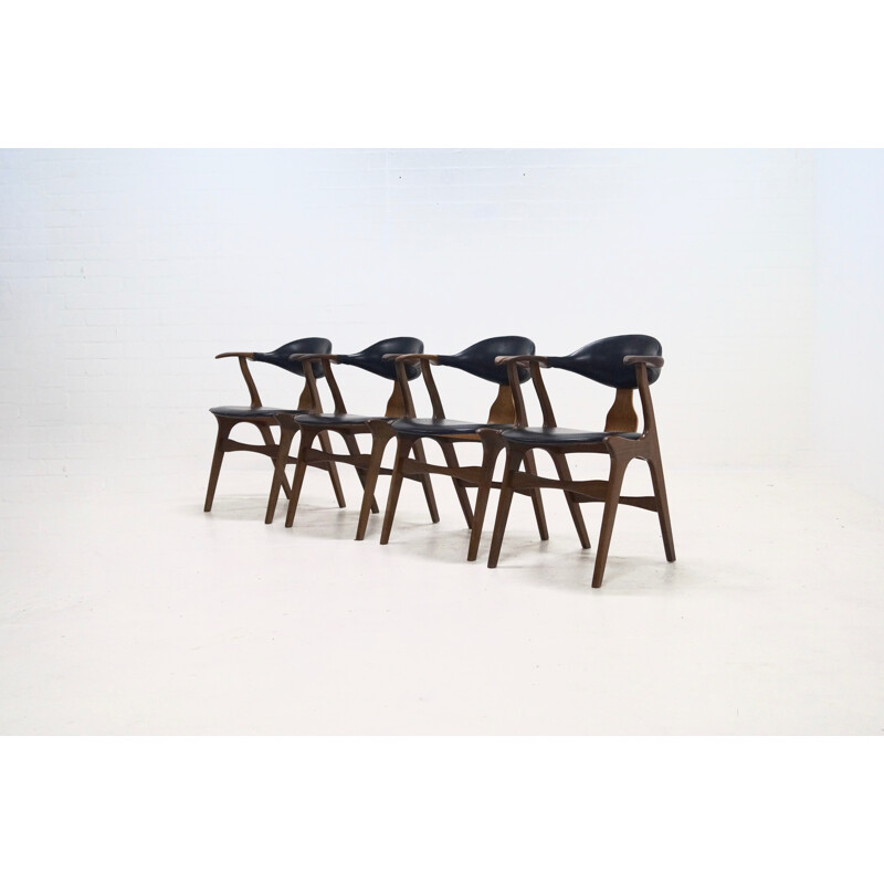 Set of 4 Cow Horn Chairs by Louis van Teeffelen for AWA - 1960s