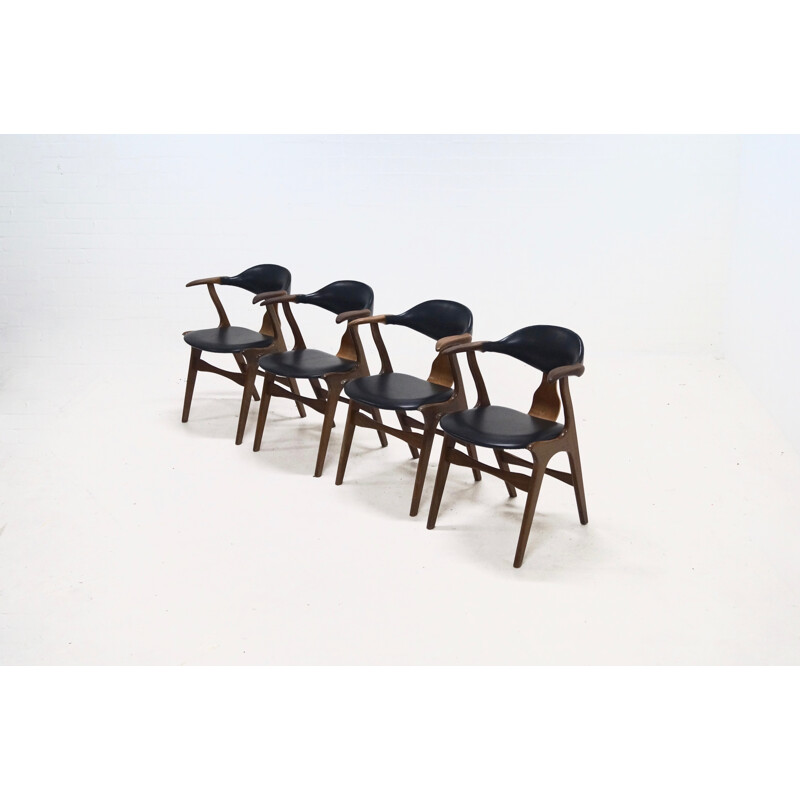 Set of 4 Cow Horn Chairs by Louis van Teeffelen for AWA - 1960s