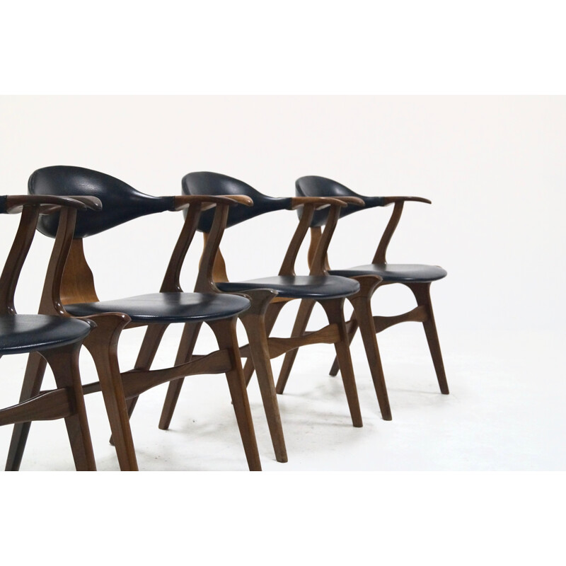 Set of 4 Cow Horn Chairs by Louis van Teeffelen for AWA - 1960s