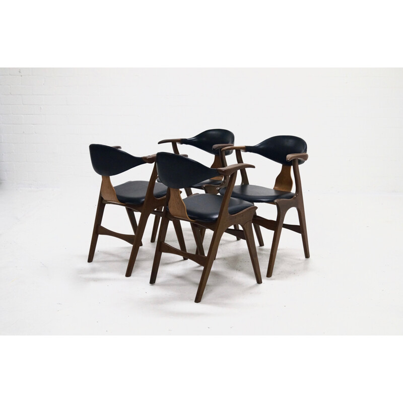 Lot de 4 Cow Horn chairs par Louis van Teeffelen pour AWA - 1960