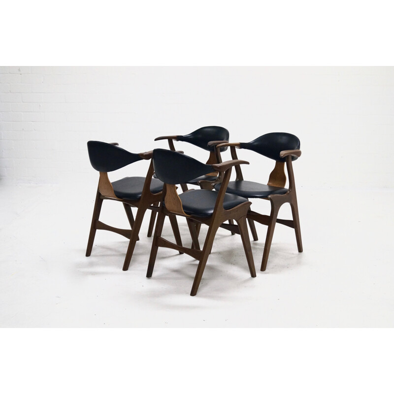 Set of 4 Cow Horn Chairs by Louis van Teeffelen for AWA - 1960s