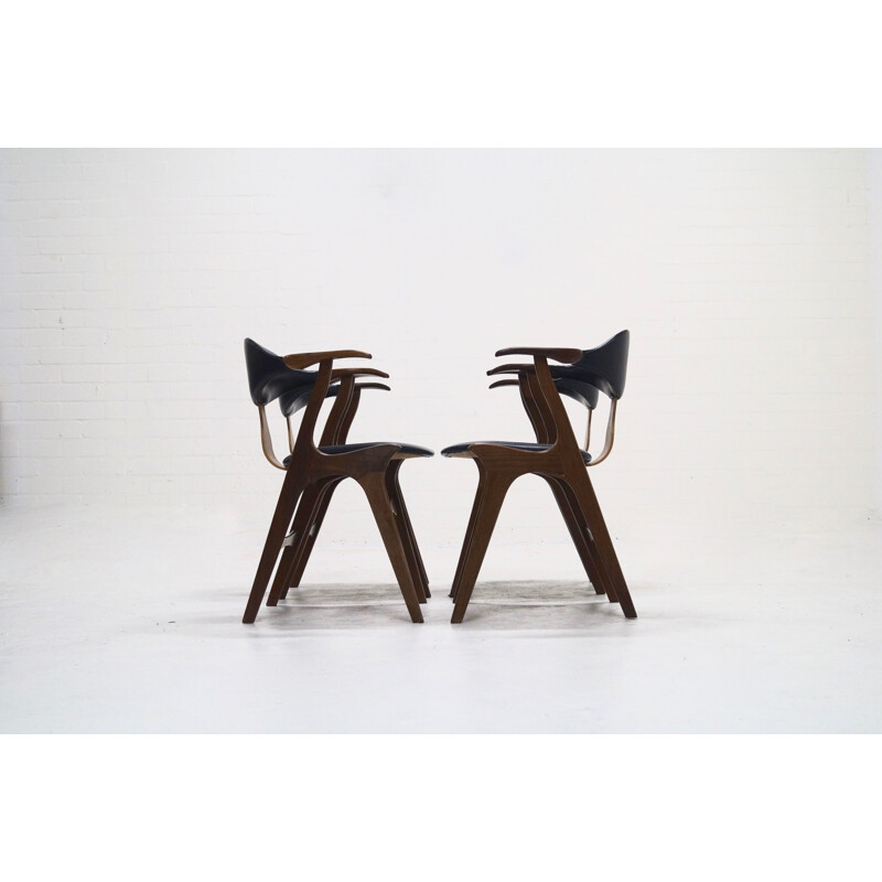 Set of 4 Cow Horn Chairs by Louis van Teeffelen for AWA - 1960s