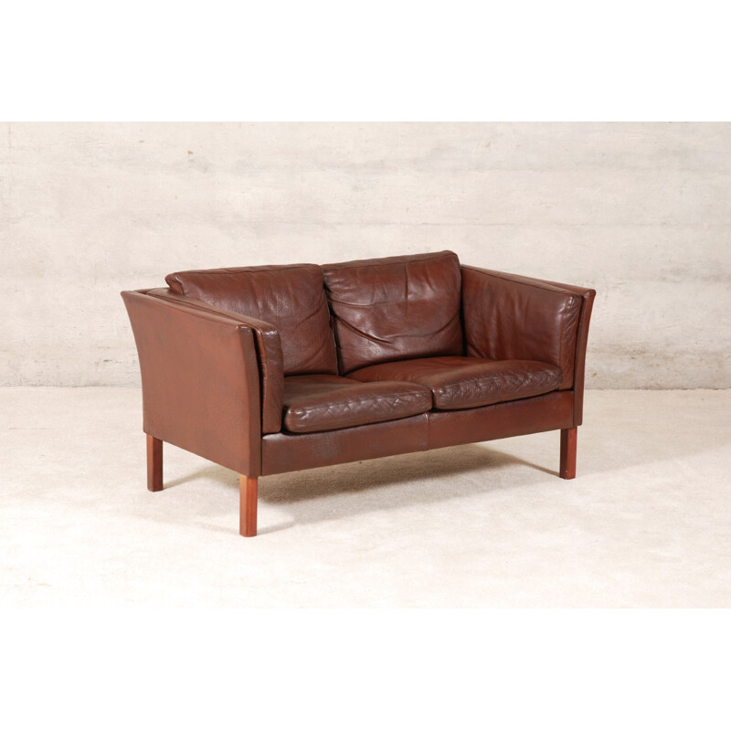 Scandinavian sofa in brown leather - 1960s