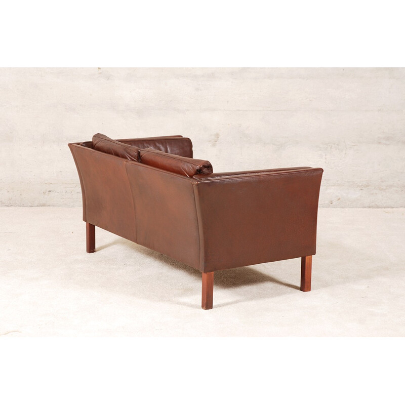 Scandinavian sofa in brown leather - 1960s