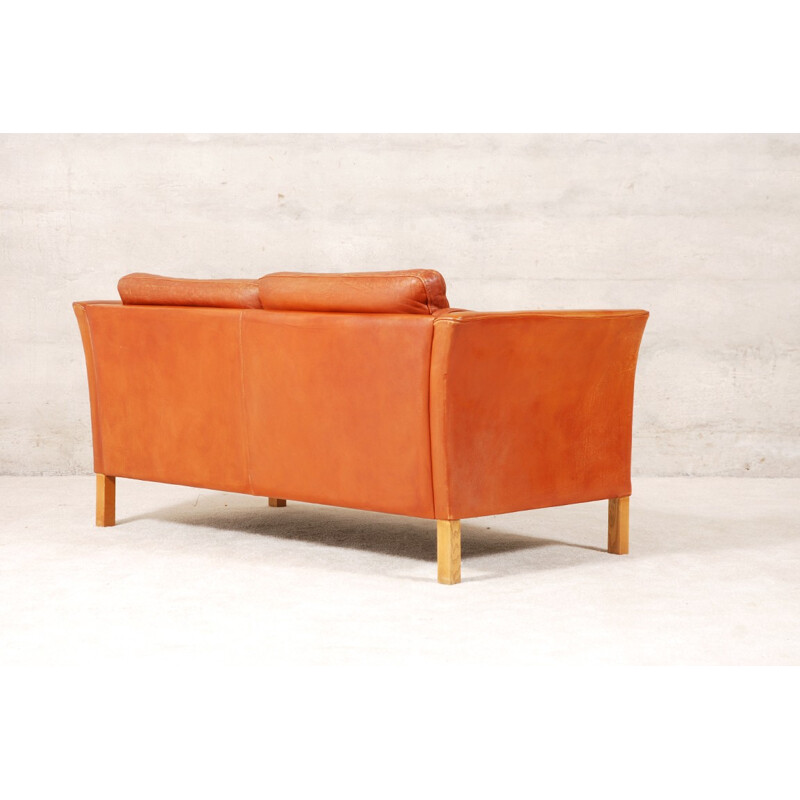 Scandinavian fawn leather sofa - 1960s