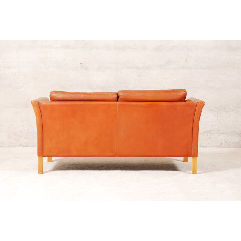 Scandinavian fawn leather sofa - 1960s