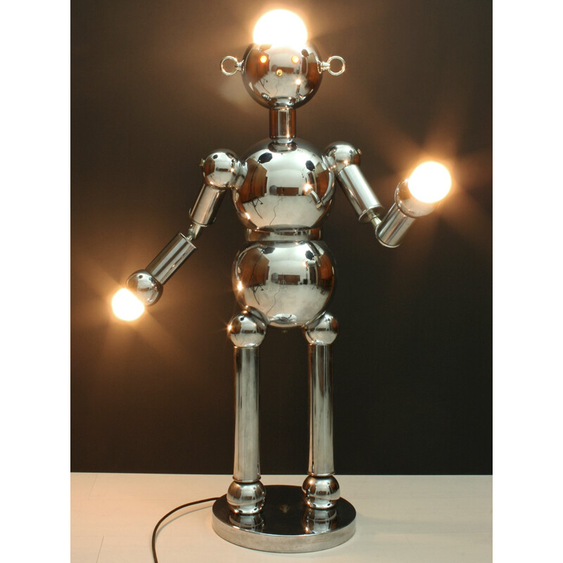 Italian Chrome Robot Floor & Table Lamp from Torino Lamps Co. - 1960s