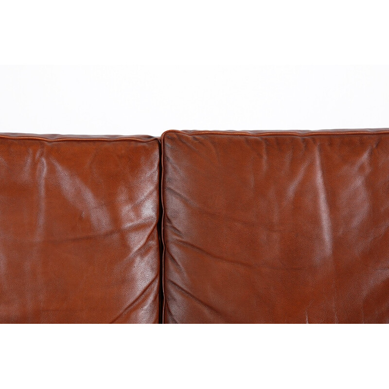 Vintage Scandinavian sofa in brown leather - 1960s