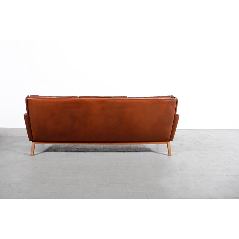 Vintage Scandinavian sofa in brown leather - 1960s