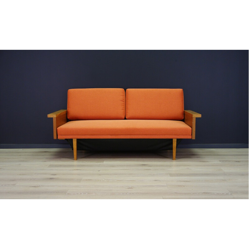 Vintage Scandinavian Sofa Upholstered in Orange Fabric - 1970s