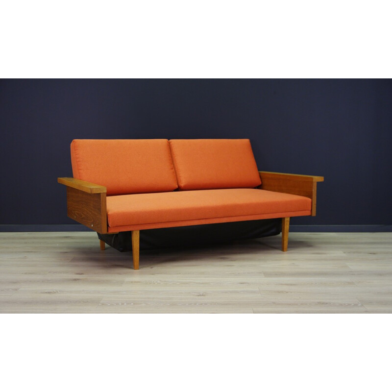 Vintage Scandinavian Sofa Upholstered in Orange Fabric - 1970s